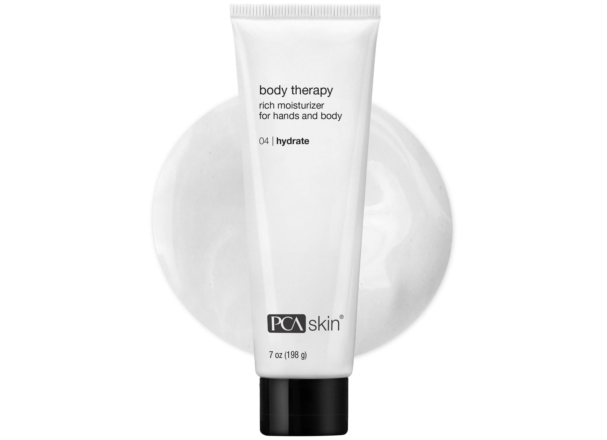 PCA Skin body therapy rich moisturizer on a white background