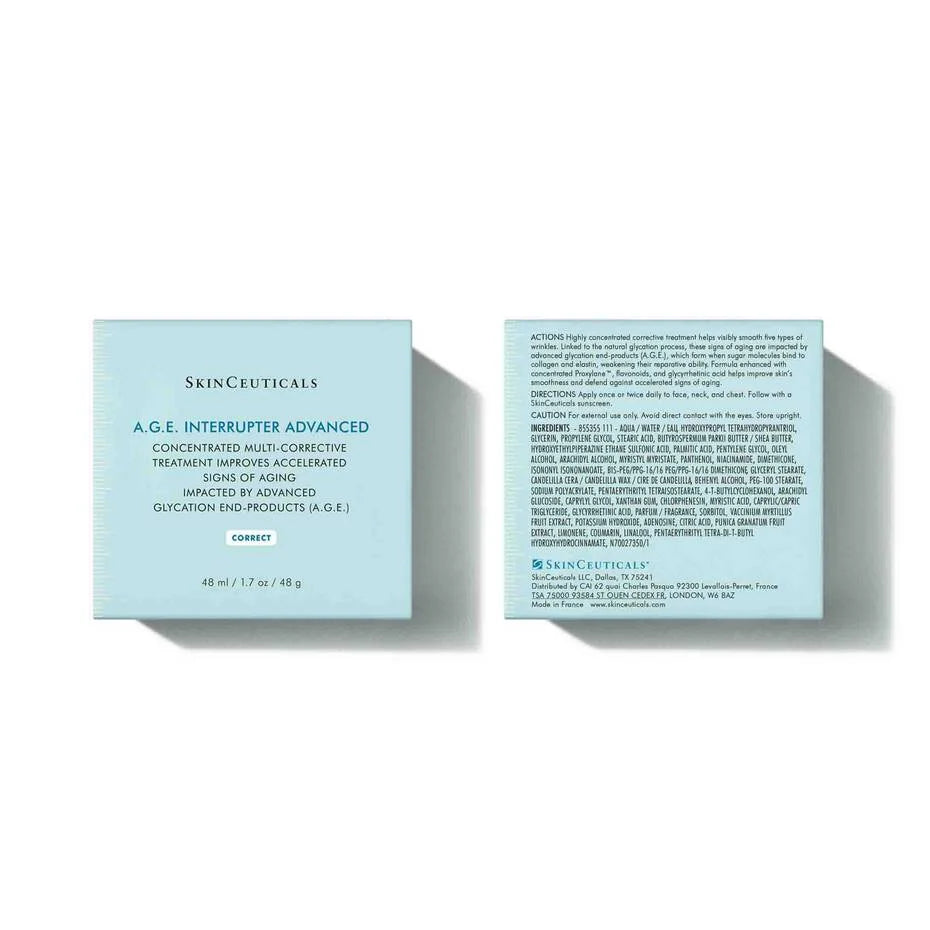 Two boxes of SkinCeuticals A.G.E. Interrupter Advanced on a white background