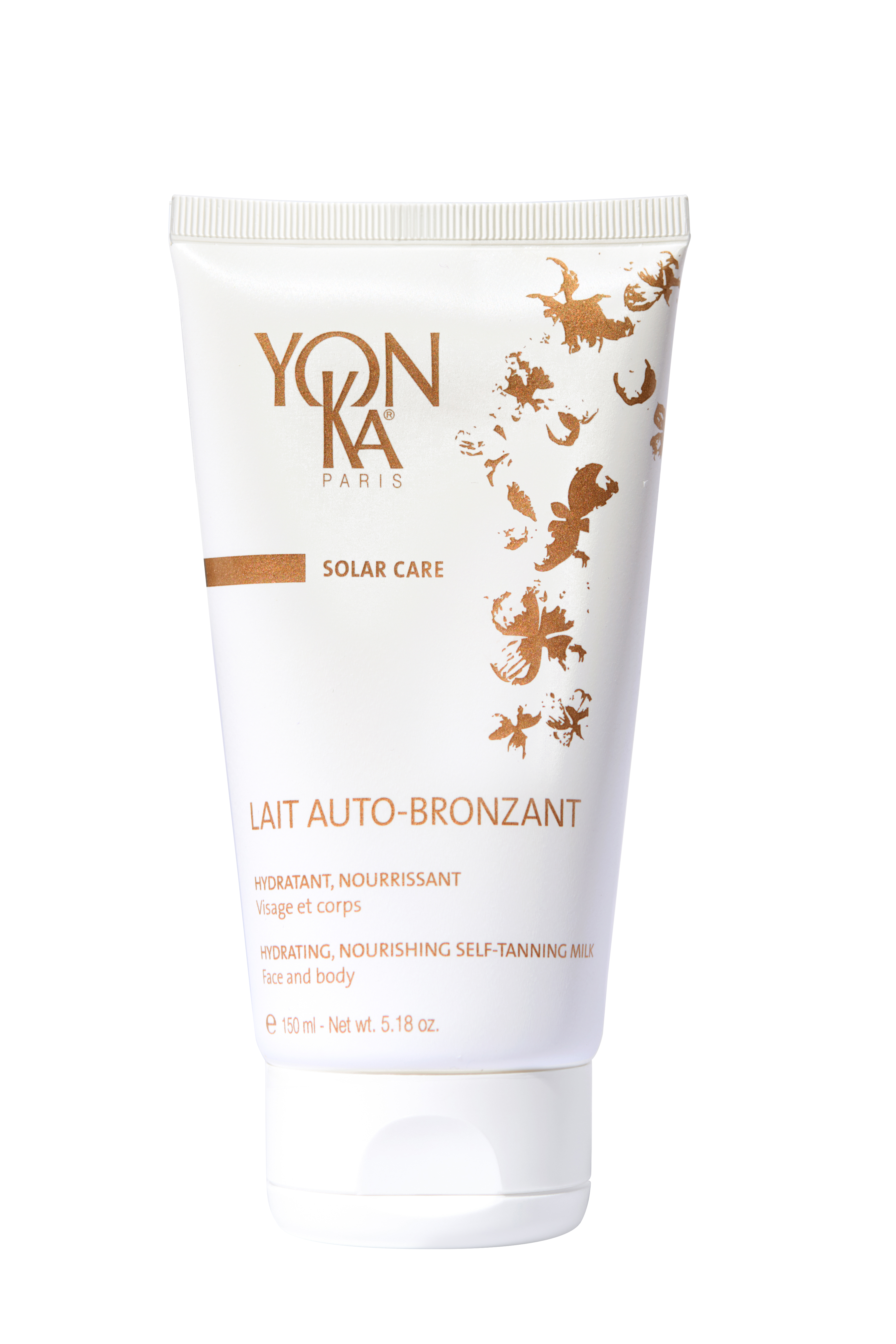 Yon-Ka self-tanning milk tube on a white background