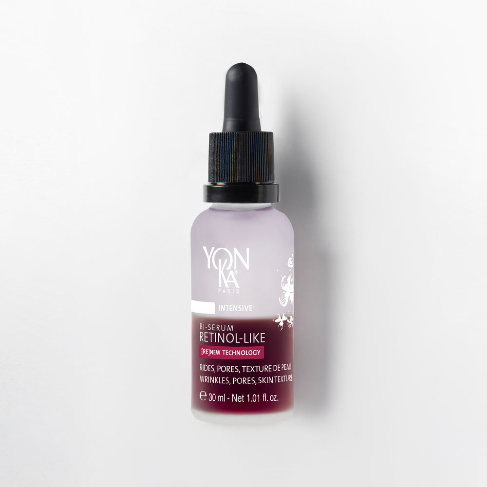 Yon-Ka skincare serum bottle with dropper on a white background