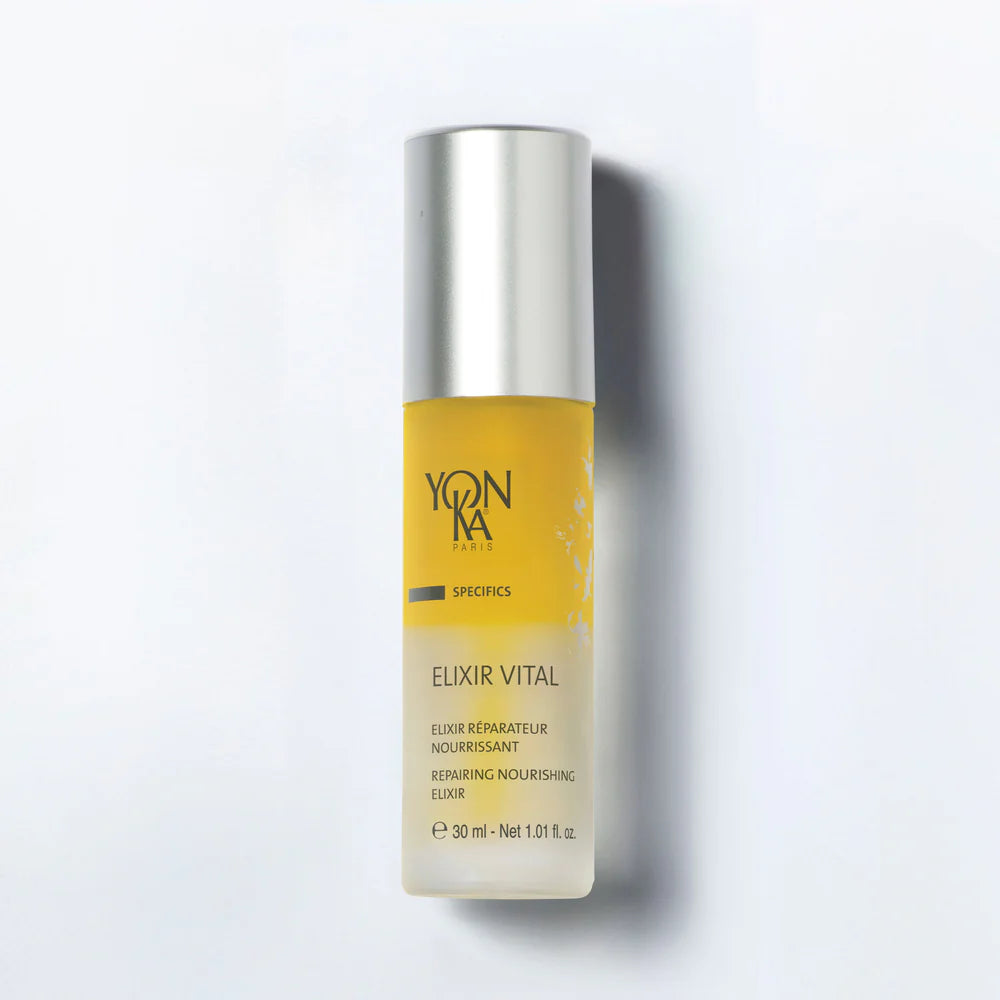 Yon-Ka Elixir Vital skincare serum bottle on a white background