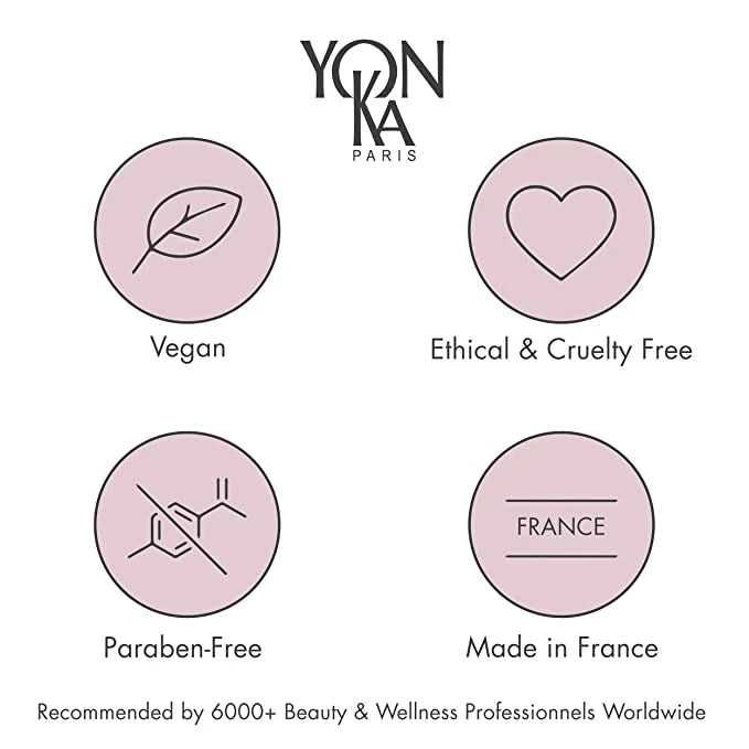 Yon-Ka Paris product features with icons and text on a white background