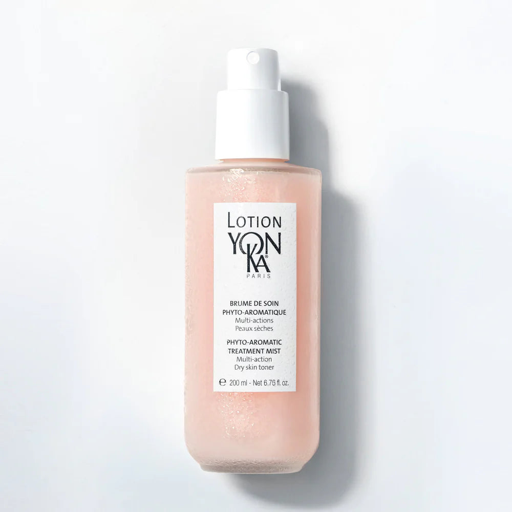 Yon-Ka skincare treatment mist bottle on a light gray background