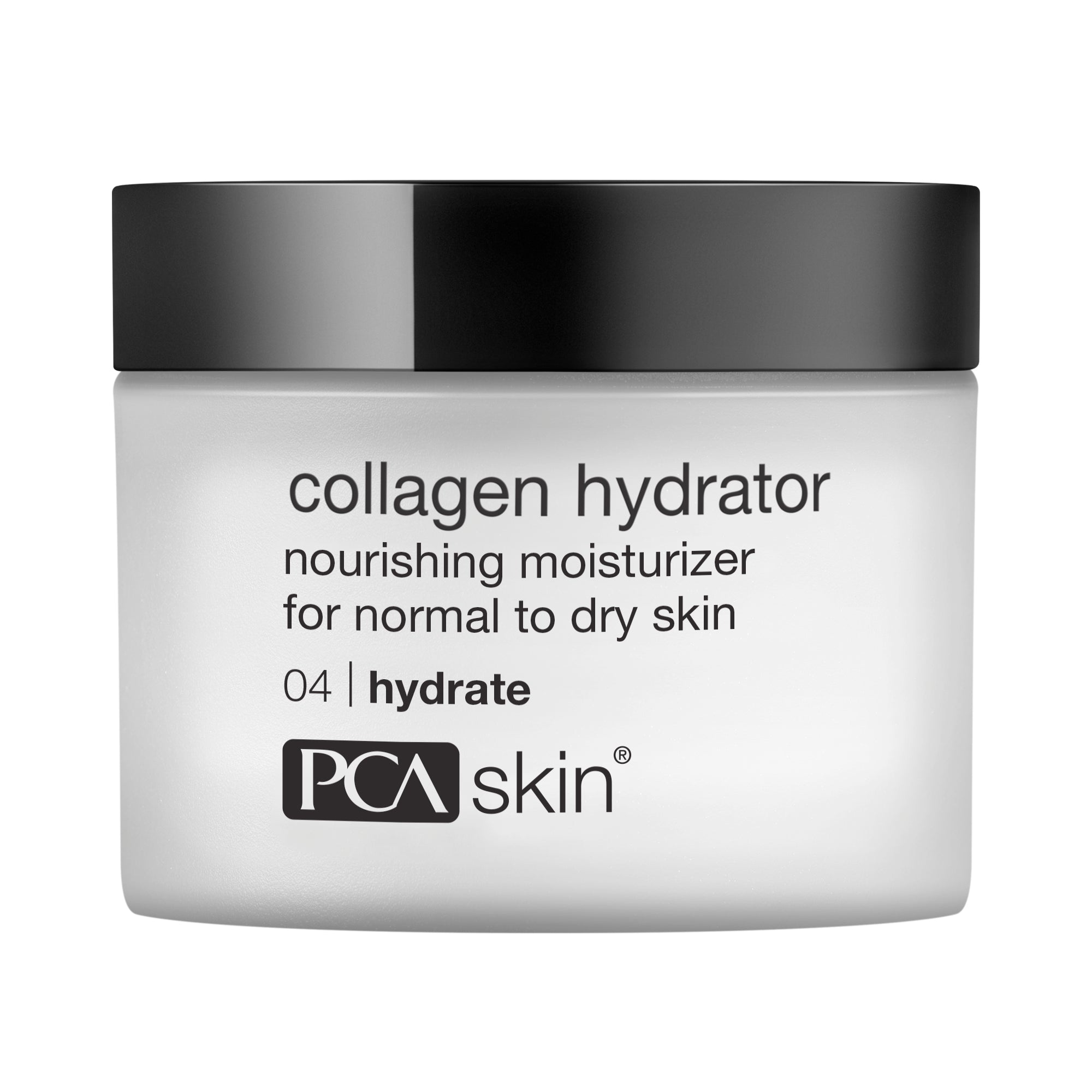 Jar of PCA Skin collagen hydrator moisturizer on a white background