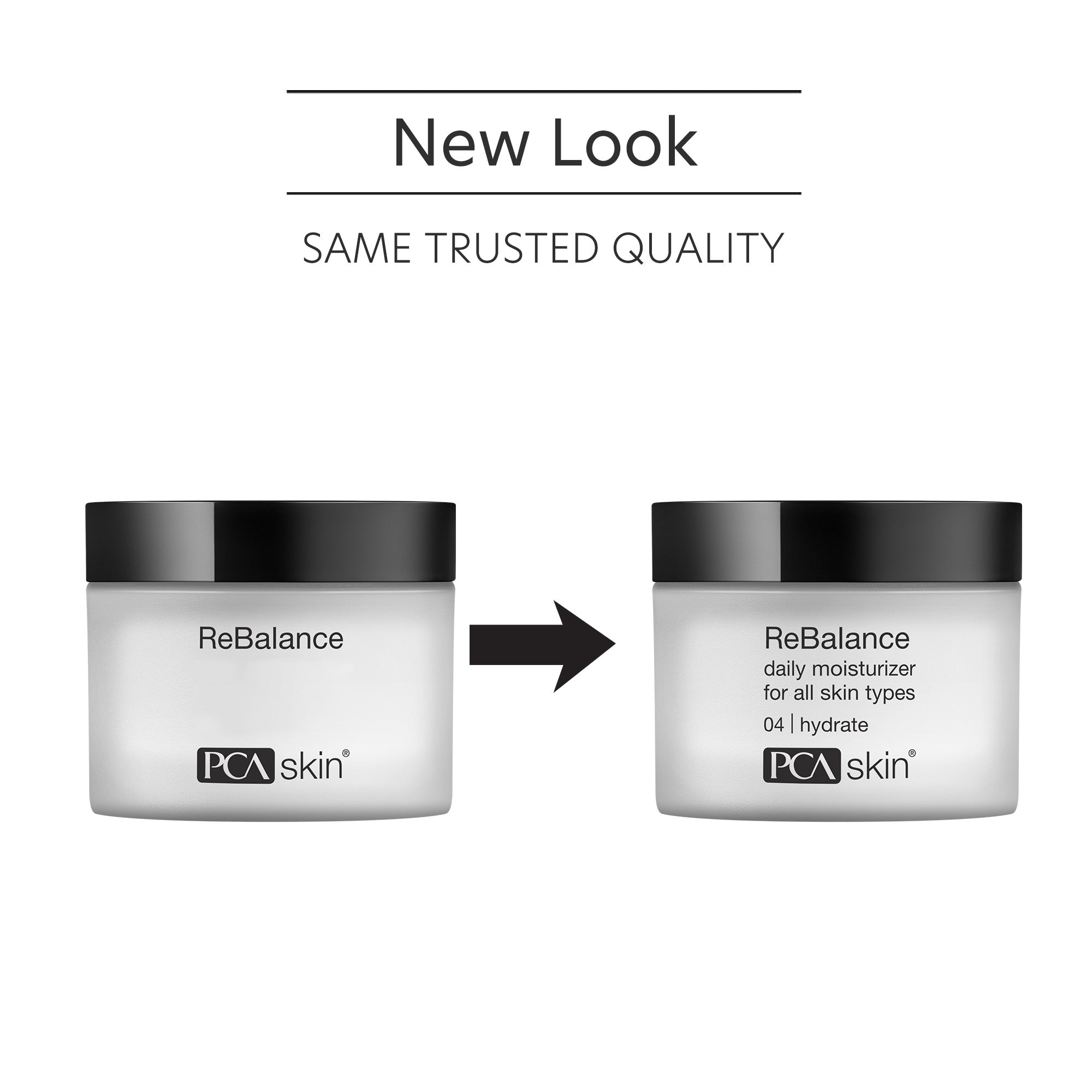 Two jars of PCA skin ReBalance daily moisturizer with a black lid on a white background.