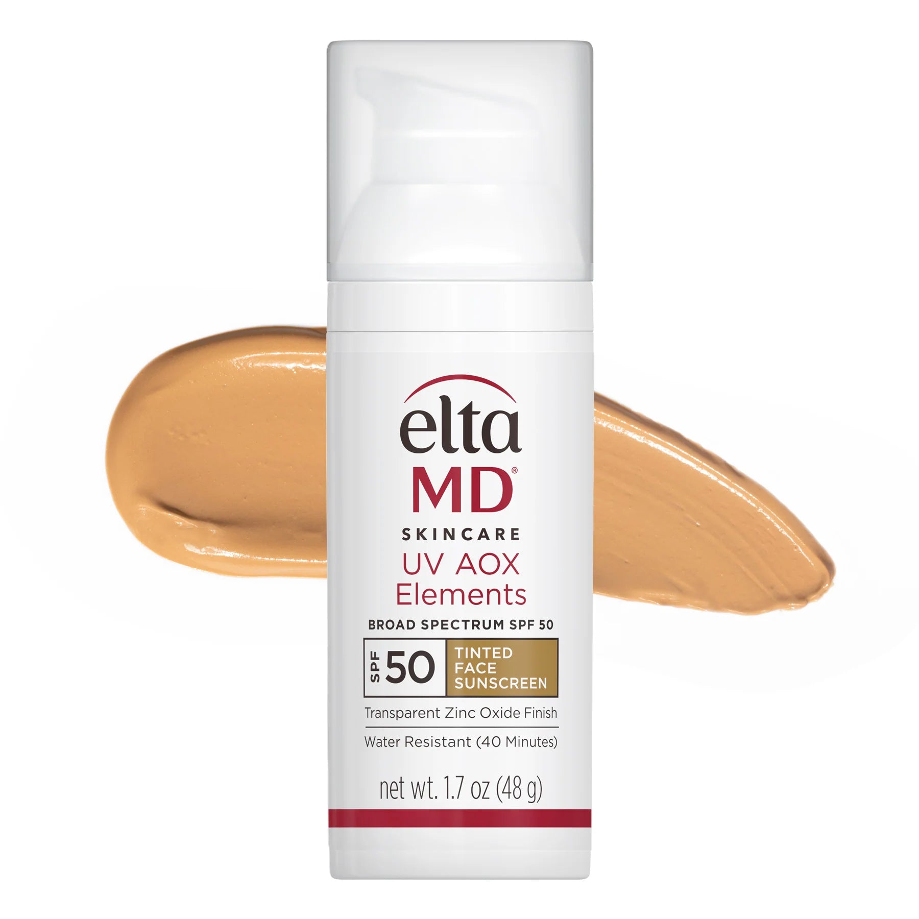 Eltamd skincare product with a swatch of tan color on a white background