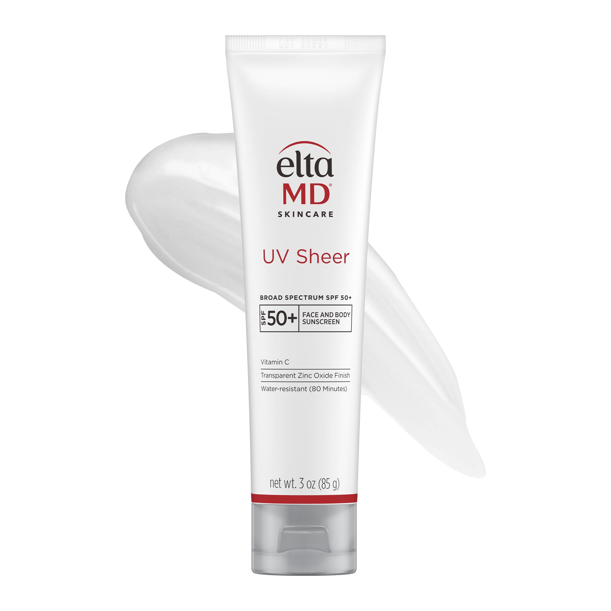 Eltma MD UV Sheer sunscreen tube on a white background