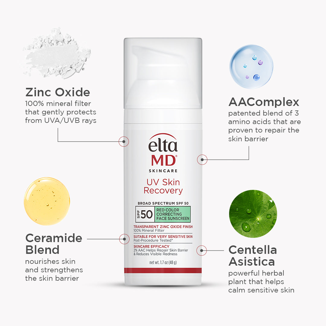 Eltma MD skincare product with labeled ingredients on a white background